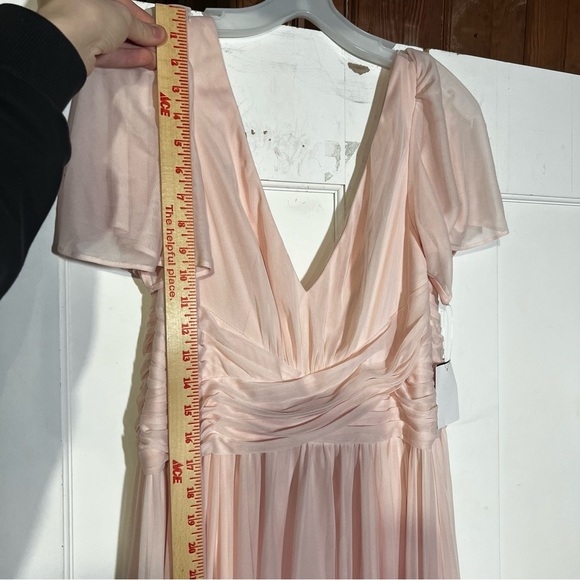 David’s Bridal Flutter Sleeve Cris Cross Mesh Dress Petal Pink Flowy Size 8 NWT - Picture 4 of 16